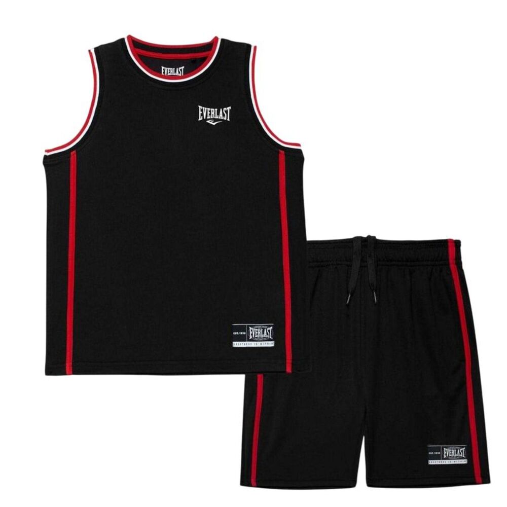 Everlast Childrens/Kids Polyester Top & Bottom Set Set / Black/Red